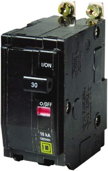 Square D - 30 Amp, 240 VAC, 2 Pole, Bolt On Miniature Circuit Breaker - 14-8 AWG - Exact Industrial Supply