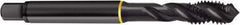 Guhring - 3/8-16 UNC 2B/3B Modified Bottoming Spiral Flute Tap - Cobalt, Oxide Finish, 2.941" OAL, Right Hand Flute, Right Hand Thread, H5, Series 4407 - Exact Industrial Supply