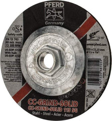 PFERD - 46 Grit, 4-1/2" Wheel Diam, Type 27 Depressed Center Wheel - Aluminum Oxide - Exact Industrial Supply