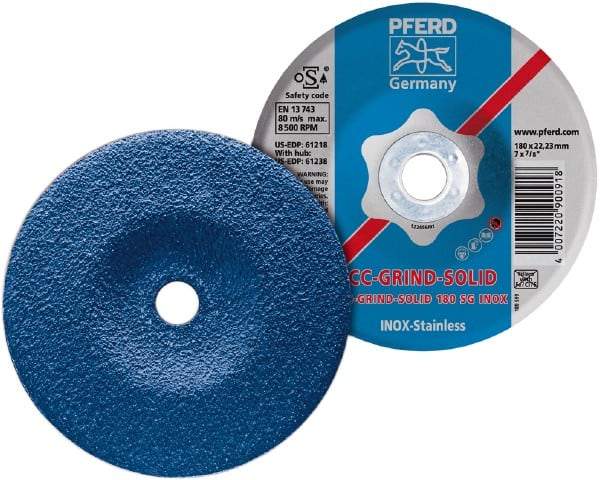 PFERD - 46 Grit, 7" Wheel Diam, Type 27 Depressed Center Wheel - Aluminum Oxide - Exact Industrial Supply