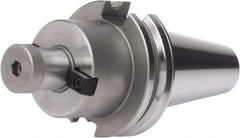 Accupro - CAT50 Dual Contact Taper Shank 1-1/2" Pilot Diam Shell Mill Holder - 2" Flange to Nose End Projection, 96.52mm Nose Diam, 3/4-16 Lock Screw, Through-Spindle & DIN Flange Coolant - Exact Industrial Supply