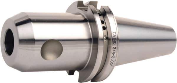 Accupro - CAT40 Dual Contact Taper Shank 3/4" Hole End Mill Holder/Adapter - 1-3/4" Nose Diam, 3" Projection, Through-Spindle & DIN Flange Coolant - Exact Industrial Supply