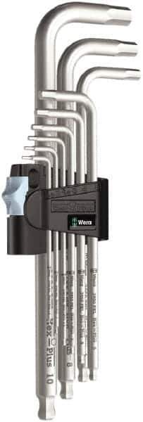 Wera - 9 Piece L-Key Hex Key Set - Hex Range 1.5 to 10mm, Stainless Steel - Exact Industrial Supply