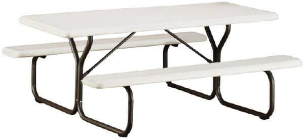 Ability One - 72" Long x 30" Wide x 29" High, Rectangular Folding Table with Fixed Legs - Platinum - Exact Industrial Supply