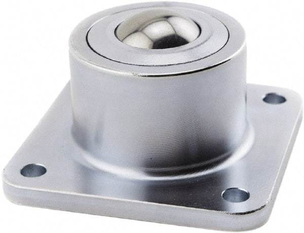 Hudson Bearing - 1.1875 Inch Diameter, Square, Stainless Steel Ball Transfer - 1.7813 Inch Mount Height, 750 Lb. Capacity - Exact Industrial Supply