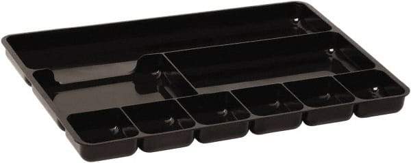 Rubbermaid - 9 Compartment, 13.97 Inch Wide x 9.11 Inch Deep x 1.13 Inch High, Drawer Organizer - Plastic, Black - Exact Industrial Supply