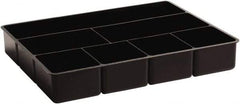 Rubbermaid - 7 Compartment, 15 Inch Wide x 11.73 Inch Deep x 2-1/2 Inch High, Drawer Organizer - Plastic, Black - Exact Industrial Supply