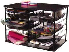 Rolodex - 23.9" Wide x 16.06" High x 15.51" Deep MDF Document Organizer - 12 Compartments, Black, 11" Wide Compartment - Exact Industrial Supply