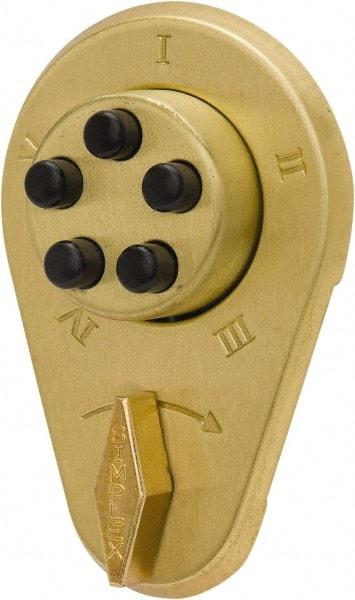 Kaba Access - 1-3/8 to 1-1/2" Door Thickness, Bright Brass Finish, Mechanical Deadbolt - Nonhanded Handling, Combination Override, Keyless Cylinder - Exact Industrial Supply