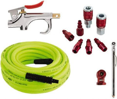 Legacy - 11 Piece Blow Gun & Hose Compressor Accessory Kit - 50' Hose, 3/8" Hose ID, 1/4" Fitting - Exact Industrial Supply