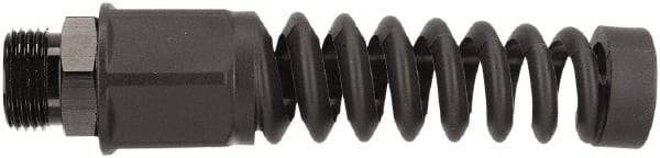 Legacy - Black Anodized Aluminum Air Hose End Fitting & Air Hose Bend Restrictor - 3/4 Male Garden Hose Thread - Exact Industrial Supply