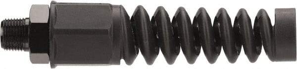 Legacy - Black Anodized Aluminum Air Hose End Fitting & Air Hose Bend Restrictor - 3/8 MNPT - Exact Industrial Supply