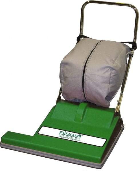 Bissell - Single Motor Upright Vacuum Cleaner - 28" Cleaning Width, 8.5" Amps, Long Handle, Gray & Green - Exact Industrial Supply