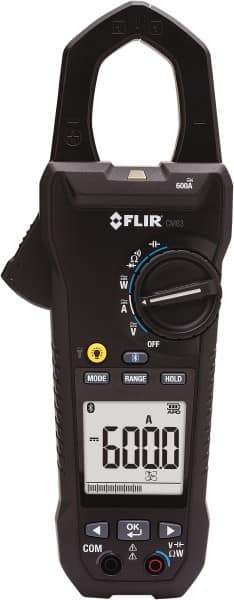 FLIR - CM83, CAT IV, Digital True RMS Wireless Clamp Meter with 1.45" Clamp On Jaws - 1000 VAC/VDC, 600 AC/DC Amps, Measures Voltage, Capacitance, Current, Frequency, Resistance - Exact Industrial Supply