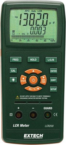 Extech - LCR200, Digital Passive Component LCR Multimeter - 200 mOhm, Measures Capacitance, Resistance - Exact Industrial Supply