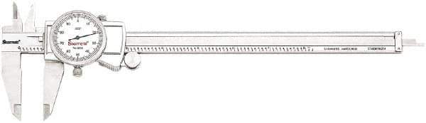 Starrett - 0" to 8" Range, 0.001" Graduation, 0.1" per Revolution, Dial Caliper - White Face, 1.5" Jaw Length, Accurate to 0.001" - Exact Industrial Supply