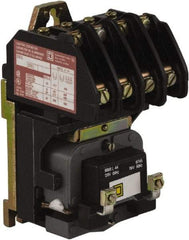 Square D - No Enclosure, 4 Pole, Electrically Held Lighting Contactor - 20 A (Tungsten), 30 A (Fluorescent), 110 VAC at 50 Hz, 120 VAC at 60 Hz, 4NO Contact Configuration - Exact Industrial Supply
