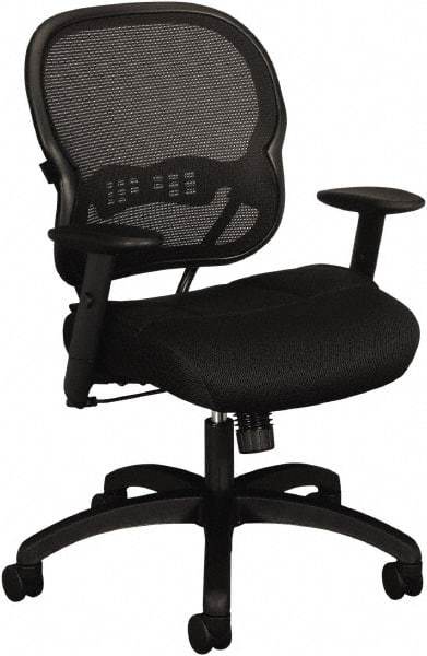 Basyx - 41-3/4" High Mid Back Chair - 27-3/8" Wide x 26-3/8" Deep, Padded Mesh Seat, Black - Exact Industrial Supply