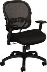 Basyx - 41-3/4" High Mid Back Chair - 27-3/8" Wide x 26-3/8" Deep, Padded Mesh Seat, Black - Exact Industrial Supply