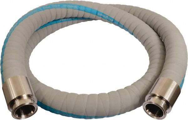 Continental ContiTech - 3" Inside x 3.59" Outside Diam, 220°F, Tri-Clovers Food & Beverage Hose - 4-1/2" Bend Radius, Gray, 20' Long, 200 Max psi, 29 Vacuum Rating - Exact Industrial Supply