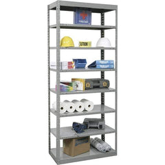 Hallowell - 8 Shelf Starter Heavy-Duty Open Steel Shelving - 800 Lb Capacity, 36" Wide x 87" High x 12" Deep, Gray - Exact Industrial Supply