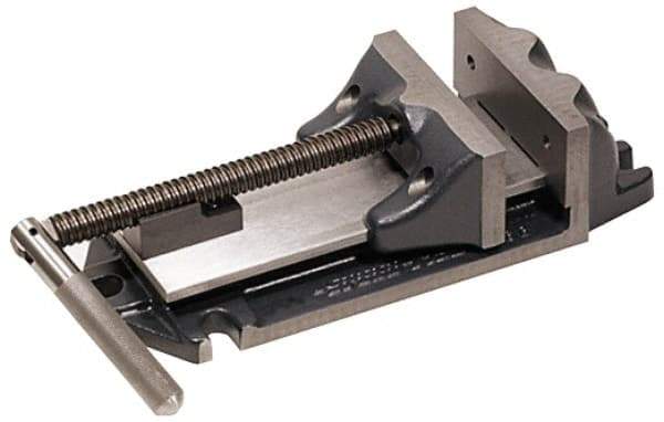 Cardinal Tool - 9" Jaw Opening Capacity x 3" Throat Depth, Horizontal Drill Press Vise - 8" Wide Jaw, Stationary Base, Rapid Action, 21-3/4" OAL x 5-1/2" Overall Height, Steel - Exact Industrial Supply