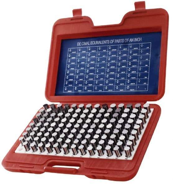 Value Collection - 440 Piece, 0.061-0.5 Inch Diameter Plug and Pin Gage Set - Plus 0.0002 Inch Tolerance, Class ZZ - Exact Industrial Supply