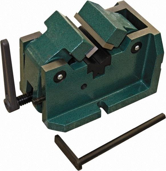 Interstate - 4" Jaw Width, 2-3/8" Max Jaw Opening, Manual Self Centering Vise - 11-27/64" OAL x 7-11/16" OAH - Exact Industrial Supply