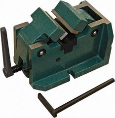 Interstate - 4" Jaw Width, 2-3/8" Max Jaw Opening, Manual Self Centering Vise - 11-27/64" OAL x 7-11/16" OAH - Exact Industrial Supply