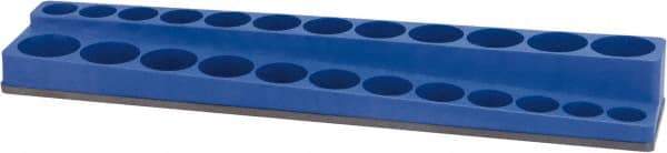 Value Collection - 24 Piece Capacity Magnetic Deep & Shallow Socket Holder - 3/8" Drive, Blue - Exact Industrial Supply