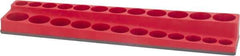 Value Collection - 24 Piece Capacity Magnetic Deep & Shallow Socket Holder - 3/8" Drive, Red - Exact Industrial Supply
