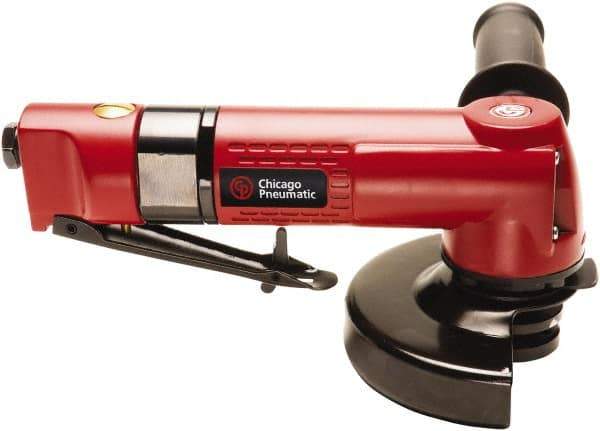 Chicago Pneumatic - 4-1/2" Wheel Diam, 12,000 RPM, Pneumatic Angle & Disc Grinder - 3/8-24 Spindle, 29.7 CFM, Front Exhaust - Exact Industrial Supply