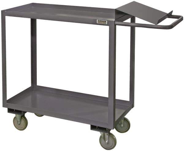 Durham - 1,200 Lb Capacity, 18" Wide x 36" Long x 37-5/8" High Order Picking Cart - 2 Shelf, Steel - Exact Industrial Supply