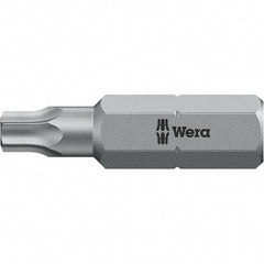 Wera - 1/4" Drive T2 Torx Screwdriver Bit - 1" OAL, Insert Bit - Exact Industrial Supply