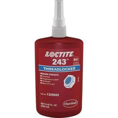 Loctite - 250 mL Bottle, Blue, Medium Strength Liquid Threadlocker - Series 243, 24 hr Full Cure Time, Hand Tool, Heat Removal - Exact Industrial Supply