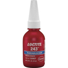 Loctite - 10 mL Bottle, Blue, Medium Strength Liquid Threadlocker - Series 243, 24 hr Full Cure Time, Hand Tool, Heat Removal - Exact Industrial Supply