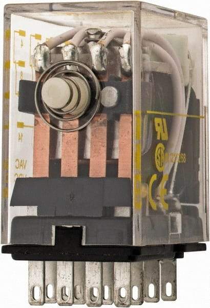 Square D - 2/3 hp at 120/240 Volt, Electromechanical Plug-in General Purpose Relay - 5 Amp at 240 VAC, 4PDT, 120 VAC at 50/60 Hz - Exact Industrial Supply