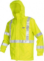 MCR Safety - Size 4XL, Lime, Rain Jacket - 2 Pockets, Attached Hood - Exact Industrial Supply