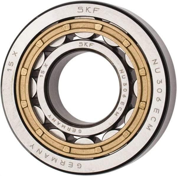 SKF - 30mm Bore Diam, 72mm Outside Diam, 19mm Wide Cylindrical Roller Bearing - 51,200 N Dynamic Capacity, 48,000 Lbs. Static Capacity - Exact Industrial Supply