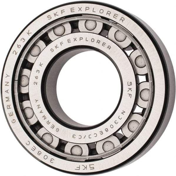 SKF - 40mm Bore Diam, 90mm Outside Diam, 23mm Wide Cylindrical Roller Bearing - 80,900 N Dynamic Capacity, 78,000 Lbs. Static Capacity - Exact Industrial Supply