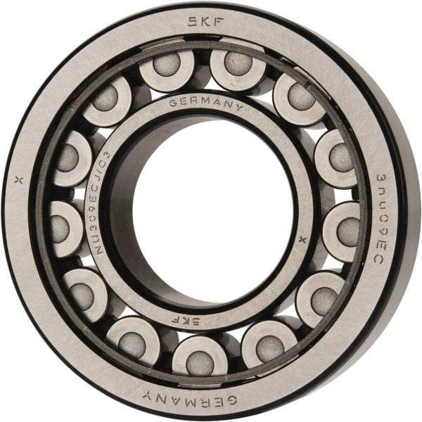 SKF - 45mm Bore Diam, 100mm Outside Diam, 25mm Wide Cylindrical Roller Bearing - 99,000 N Dynamic Capacity, 100,000 Lbs. Static Capacity - Exact Industrial Supply