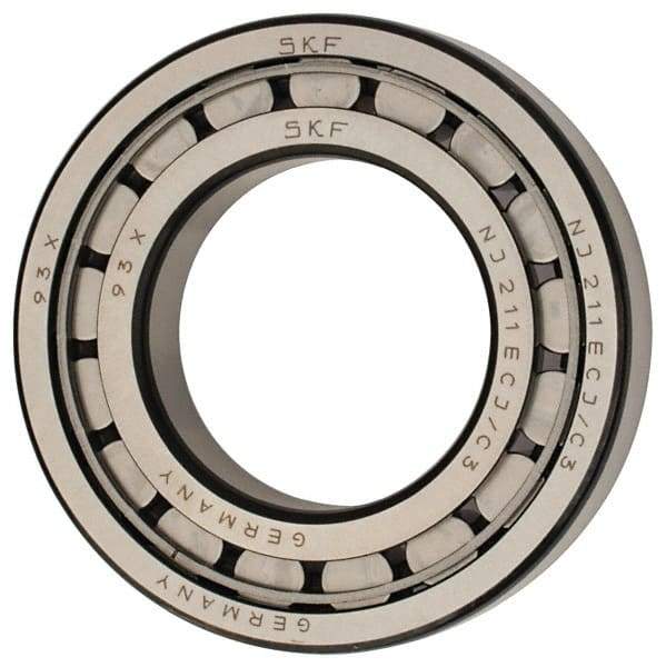 SKF - 55mm Bore Diam, 100mm Outside Diam, 21mm Wide Cylindrical Roller Bearing - 84,200 N Dynamic Capacity, 95,000 Lbs. Static Capacity - Exact Industrial Supply