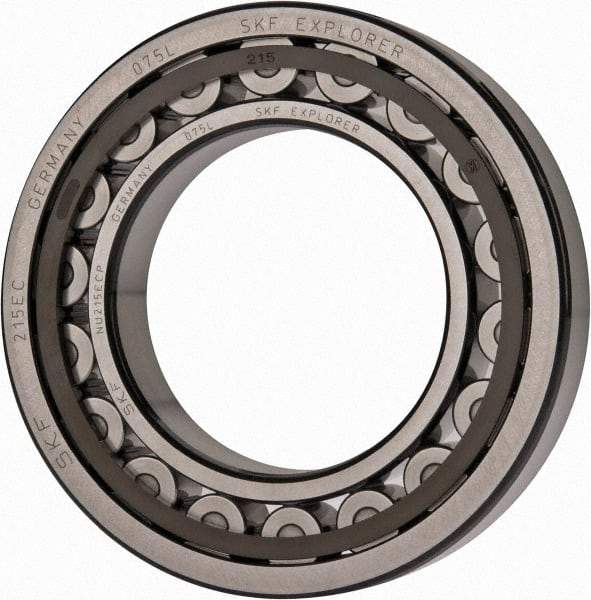 SKF - 75mm Bore Diam, 130mm Outside Diam, 25mm Wide Cylindrical Roller Bearing - 130,000 N Dynamic Capacity, 156,000 Lbs. Static Capacity - Exact Industrial Supply