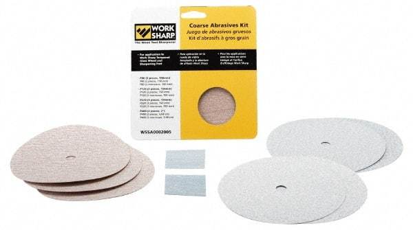 Work Sharp - 6 Inch Outside Diameter 9 Piece Abrasives Kit - P80, P120, P220, P400 Grit, Work Sharp 2000 and 3000 Machine Compatible - Exact Industrial Supply