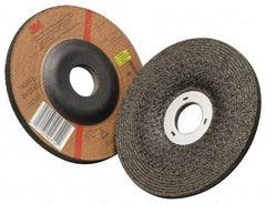 3M - 24 Grit, 7" Wheel Diam, 1/4" Wheel Thickness, Type 27 Depressed Center Wheel - Aluminum Oxide, 8,500 Max RPM, Compatible with Angle Grinder - Exact Industrial Supply