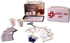 Ability One - 30 Piece, 30 Person, Multipurpose/Auto/Travel First Aid Kit - Metal Case - Exact Industrial Supply