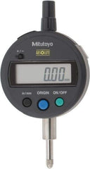 Mitutoyo - 0 to 12.7mm Range, 0.0005" Graduation, Electronic Drop Indicator - Flat Back, Accurate to 0.001", English & Metric System, LCD Display - Exact Industrial Supply