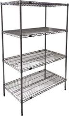 Value Collection - 4 Shelf Wire Shelving - Starter Unit - 48" Wide x 18" Deep x 63" High, - Exact Industrial Supply