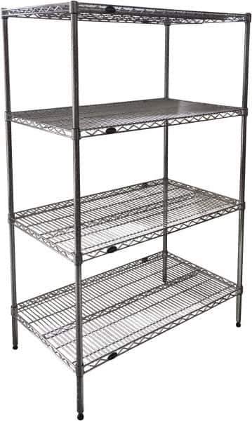 Value Collection - 4 Shelf Wire Shelving Unit - 48" Wide x 24" Deep x 74" High, - Exact Industrial Supply