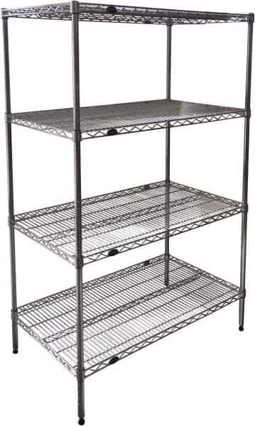 Value Collection - 4 Shelf Wire Shelving Unit - 60" Wide x 18" Deep x 74" High, - Exact Industrial Supply